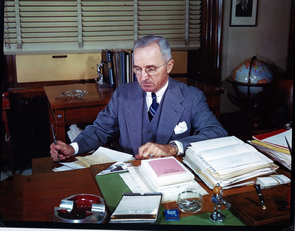 US Sen. Harry S Truman in his Senate office